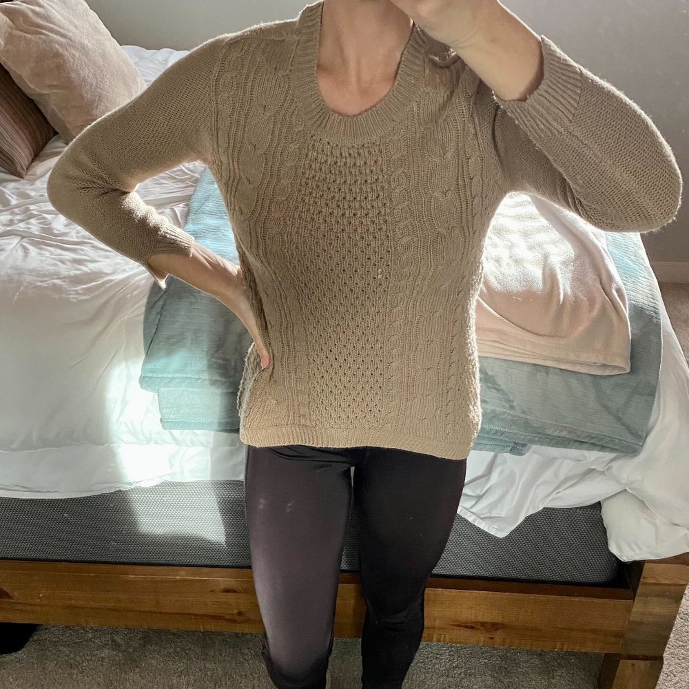 Crew Neck, Woven, High-Low Sweater